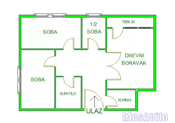 ТРЕХКОМНАТНАЯ КВАРТИРА - 72 м², Нови Сад