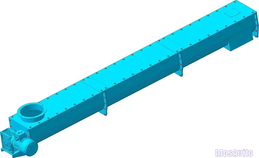 Транспортер шнековый, конвейер винтовой, шнек в желобе